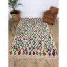Tapis berbère Azilal fond clair, lignes noires et touches fluo
