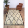 Tapis berbère Beni Ouarain authentique écru et gris