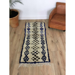 Tapis berbère Azilal écru et bleu