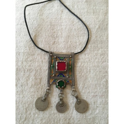 Collier cordon + pendentif berbère ancien marocain