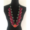 Collier berbère en boules de métal gravé avec un gros pendentif orangé