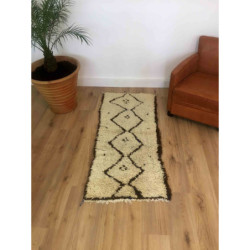 Tapis Beni Ouarain authentique laine épaisse beige et marron