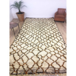 Grand tapis Beni Ouarain laine épaisse beige marron et orange