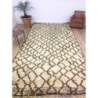Grand tapis Beni Ouarain laine épaisse beige marron et orange