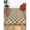 Magestueux tapis berbère Beni Ouarain motifs marrons gris sur fond beige