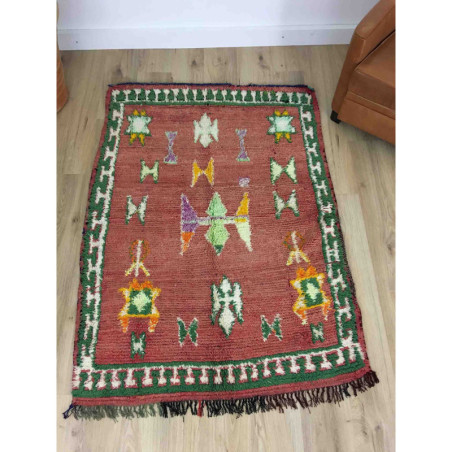 Tapis berbère Boujad rouge et vert motifs ethniques