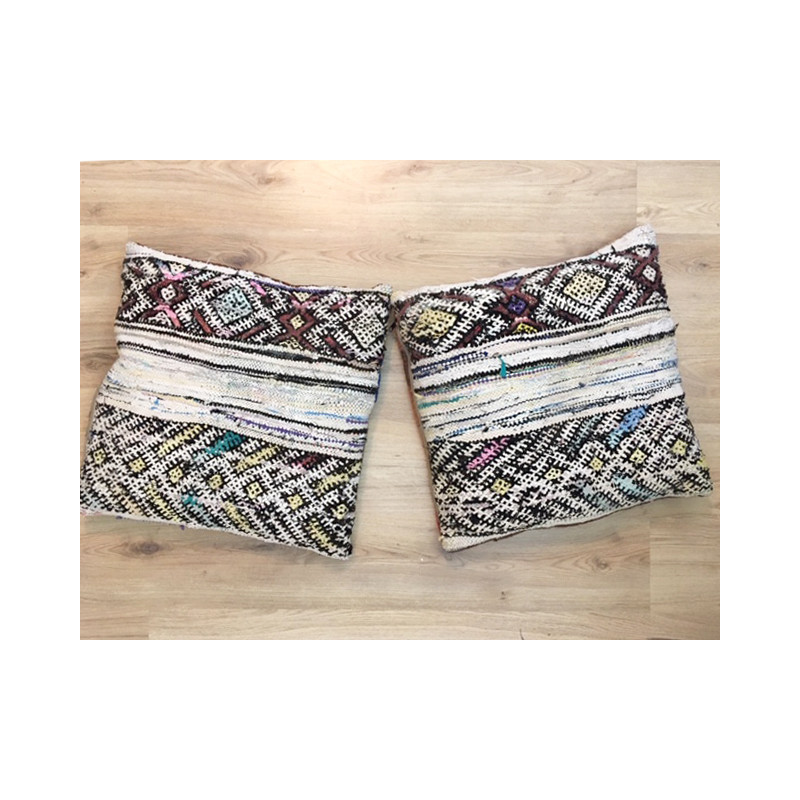 Paire de coussins Kilim berbère noués à la main