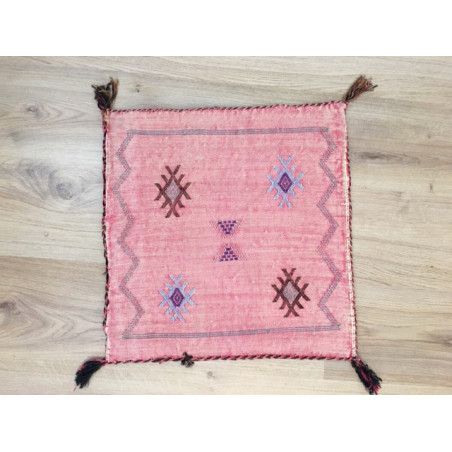 Trois housses de coussins berbères Sabra rose pastel