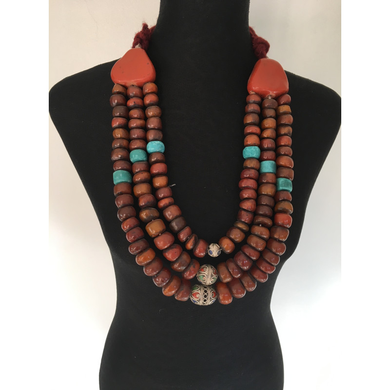 Collier berbère marron orangé
