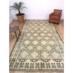 Grand tapis berbère Beni Ouarain blanc et gris brun