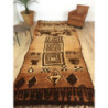 Incroyable tapis ancien Boujad marron orangé motifs primitifs