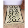 Tapis ancien Beni Ouarain écru et marron foncé