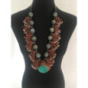Collier berbère en boules de métal gravé avec un gros pendentif turquoise