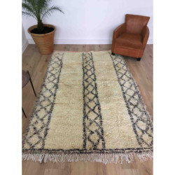 Tapis berbère Beni Ouarain beige et noir