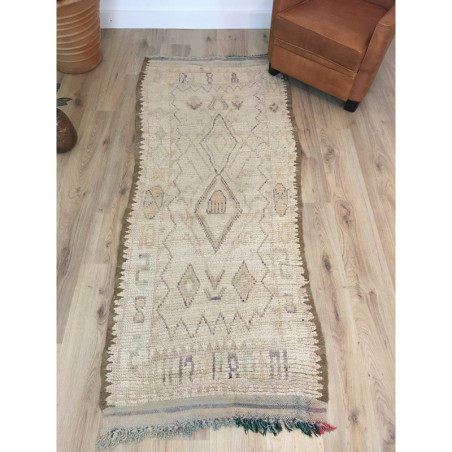 Ancien tapis berbère en laine pure couleurs claires