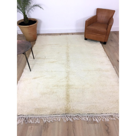 - RÉSERVÉ - Rare tapis berbère Beni Ouarain blanc couleur unique