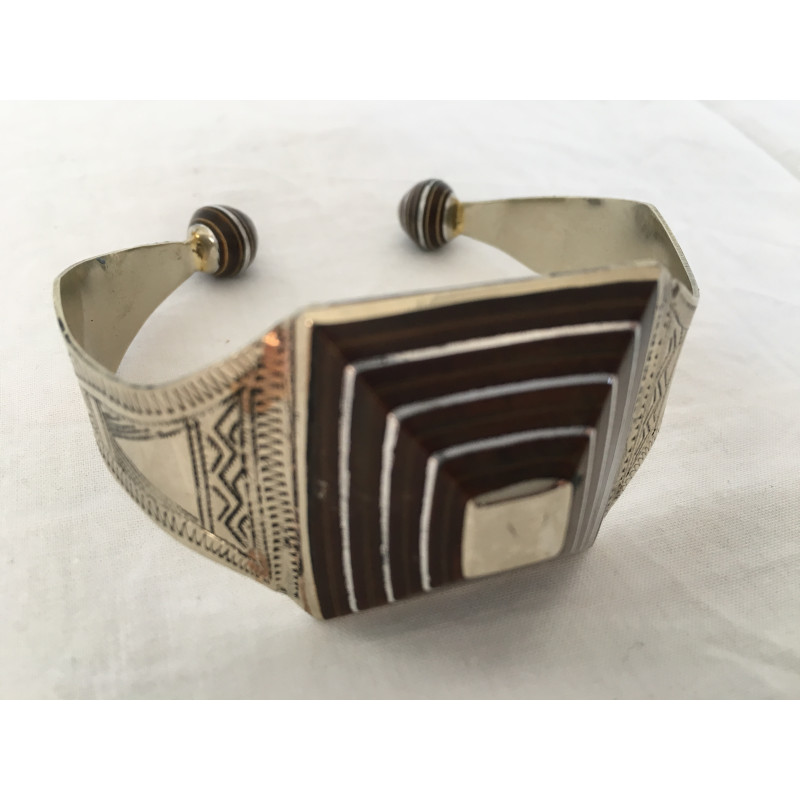 Bracelet en métal et bois d'ébène