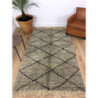Tapis berbère Beni Ouarain gris moucheté lignes noires