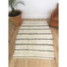 Tapis Handira authentique écru et blanc avec paillettes et lignes colorées