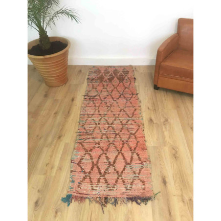 Tapis berbère ancien rosé et marron